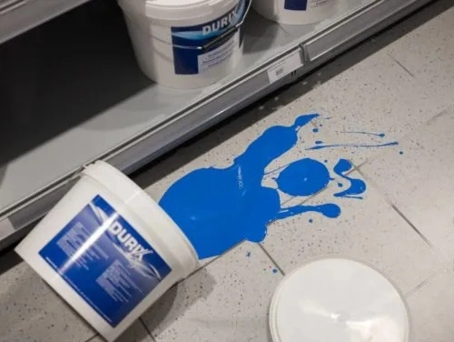 liquid spill of a product, slipping hazard