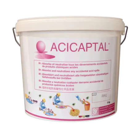 seau de 9kg d'absorbant neutralisant spécial acide Acicaptal®